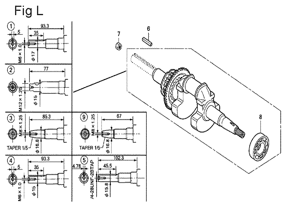 Fig-12 Diagram and Parts List for GX100U Type QBE Honda Engine