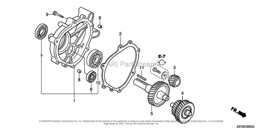 Reduction Diagram and Parts List for GX390UT2 (typeLX2)(GCBCT-1000001) Honda Engine