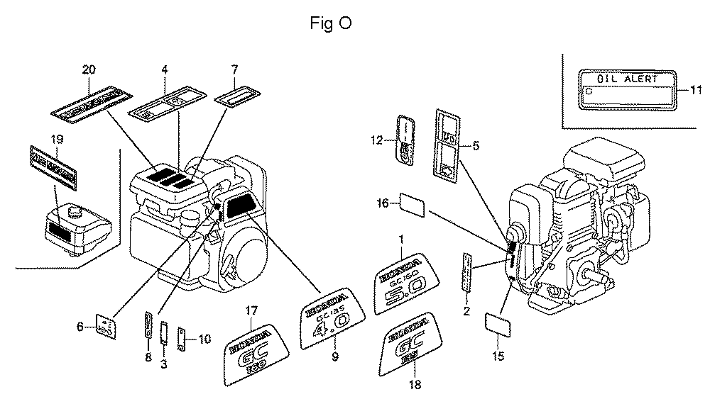 Fig-15 Diagram and Parts List for GC160A Type QEA Honda Engine