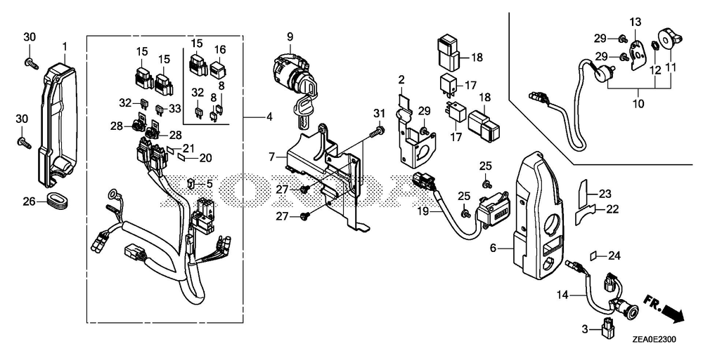 Control Box Diagram and Parts List for GX700IRHX (Type BXF)(GCAUH-1000001-9999999) Honda Engine