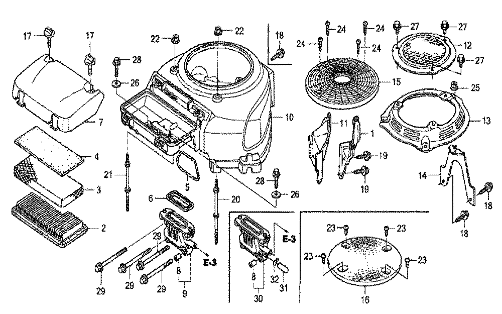 Fig-0 Diagram and Parts List for GCV520U Type QEA9 Honda Engine
