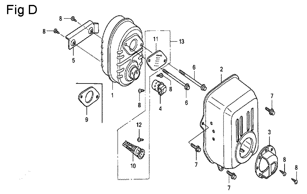Fig-4 Diagram and Parts List for GC135 Type QHE4 Honda Engine