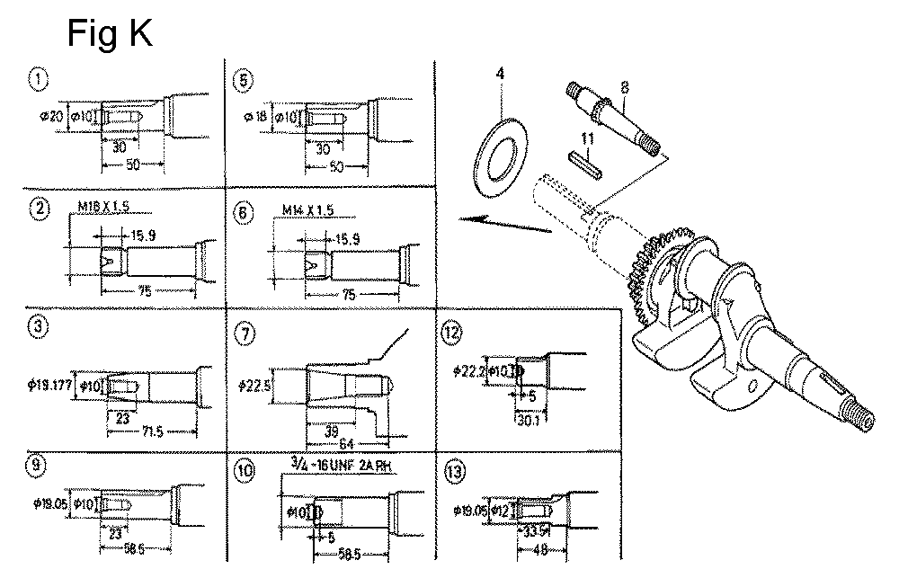 Fig-11 Diagram and Parts List for GC135 Type SHE2 Honda Engine