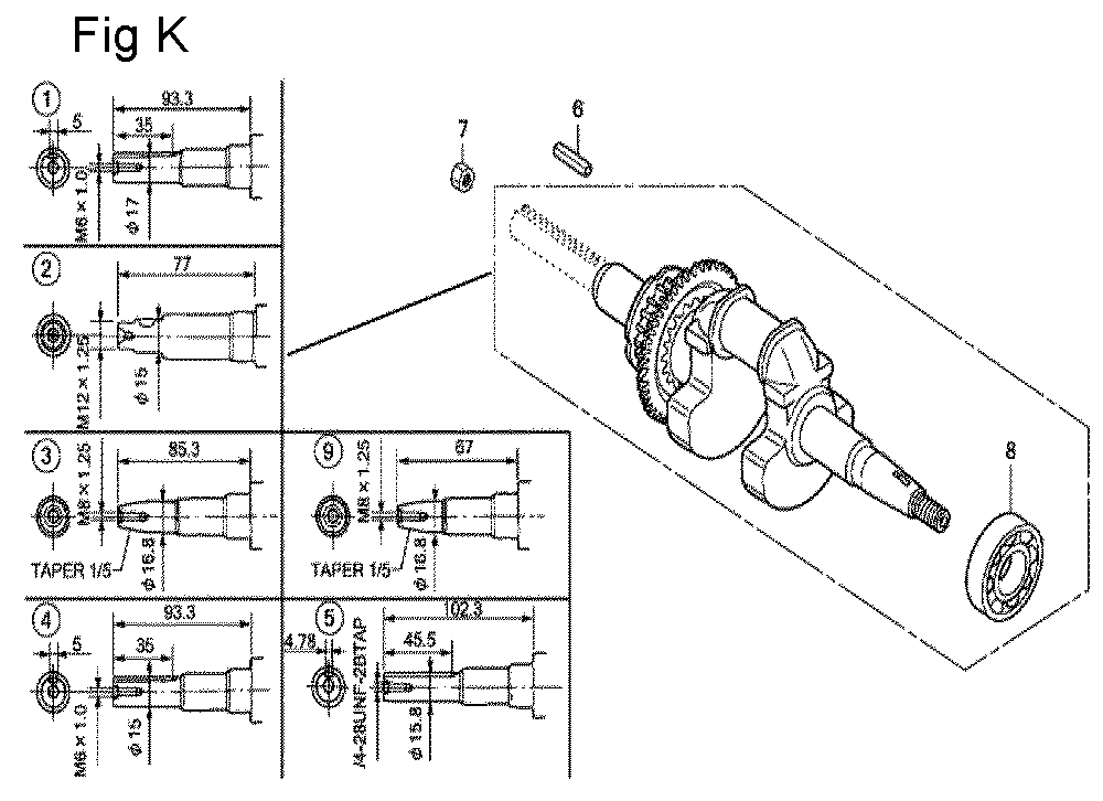 Fig-12 Diagram and Parts List for GX100U Type KRS2 Honda Engine