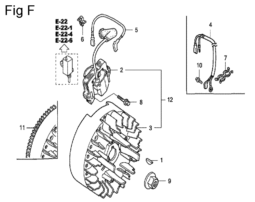 Fig-6 Diagram and Parts List for GC190A Type QHE Honda Engine