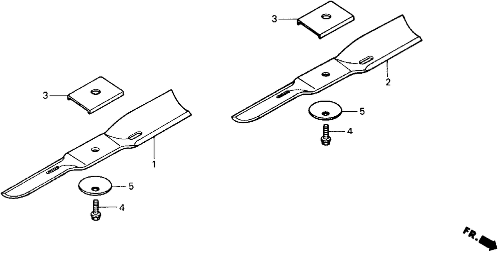 Rotary Blade I Diagram and Parts List for CD4538 (Type  SA)(RZAS-1000001 - 9999999) Honda Lawn Tractor Accessories