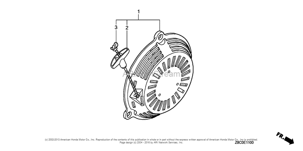 Recoil Starter Diagram and Parts List for GC190LA (typeMHA2)(GCAAA-1496157) Honda Engine
