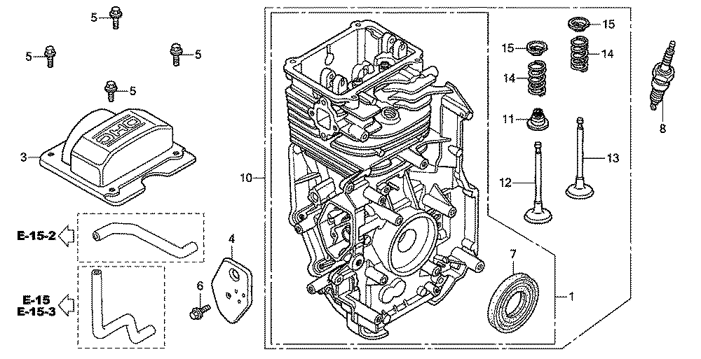 Fig-0 Diagram and Parts List for GC160A Type QBC Honda Engine