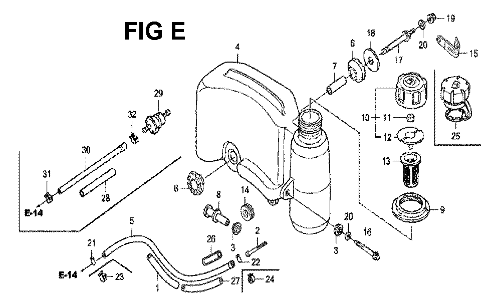 Fig-12 Diagram and Parts List for GXV160UH2 Type SFL4 Honda Engine