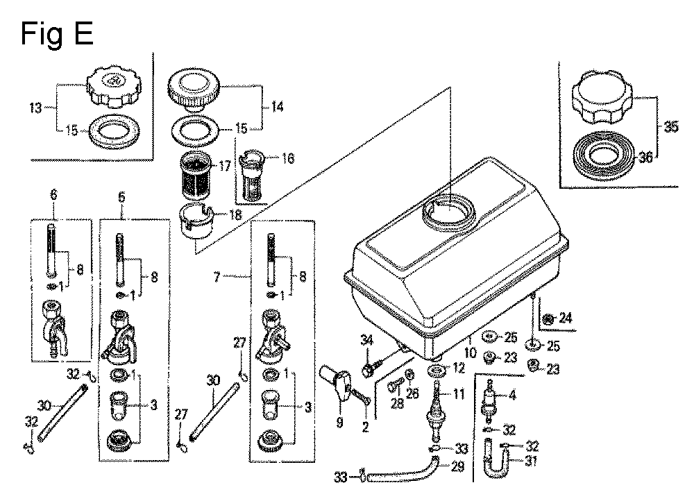 Fig-5 Diagram and Parts List for G100K2 Type ZK2 Honda Engine