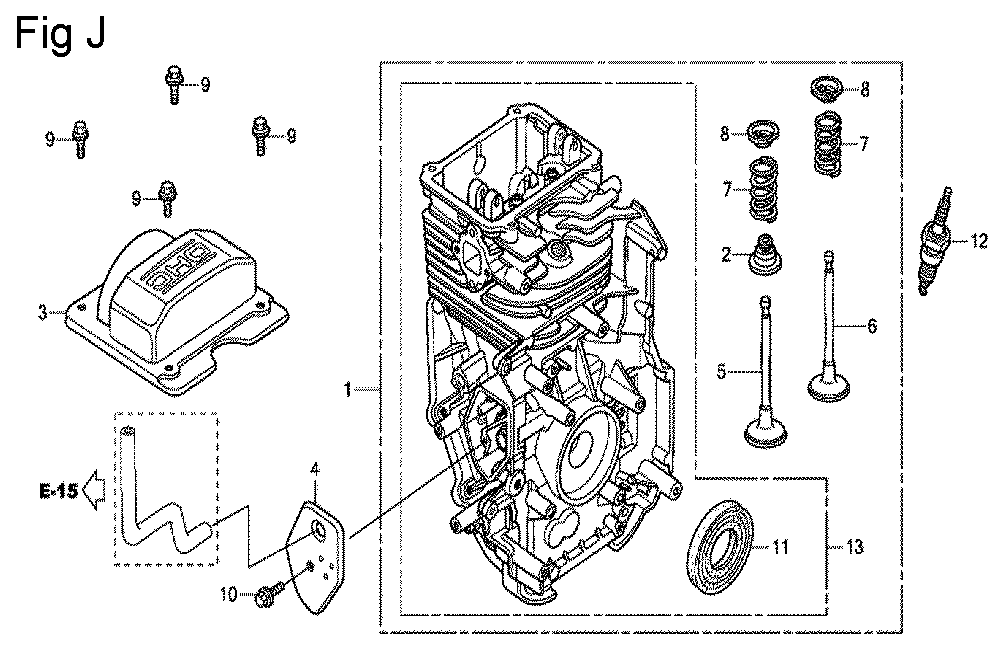 Fig-10 Diagram and Parts List for GC160LA Type PHA Honda Engine