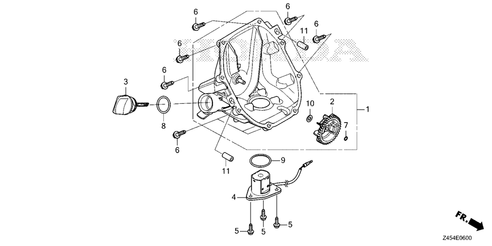 Crankcase Cover Diagram and Parts List for EU3200I (Type  AC)(EBKJ-1000001 - 9999999) Honda Generator