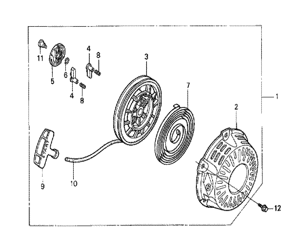 Fig-0 Diagram and Parts List for GX120K1 Type TXBR Honda Engine