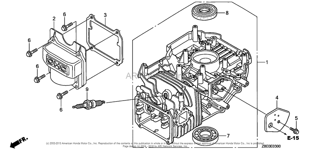Cylinder Barrel Diagram and Parts List for GSV190LA (typeS3T)(GJACA-1035731) Honda Engine