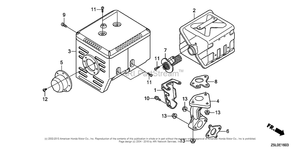 Muffler (4) Diagram and Parts List for GX340U2 (typeSMX2)(GCBKK-1000001) Honda Engine