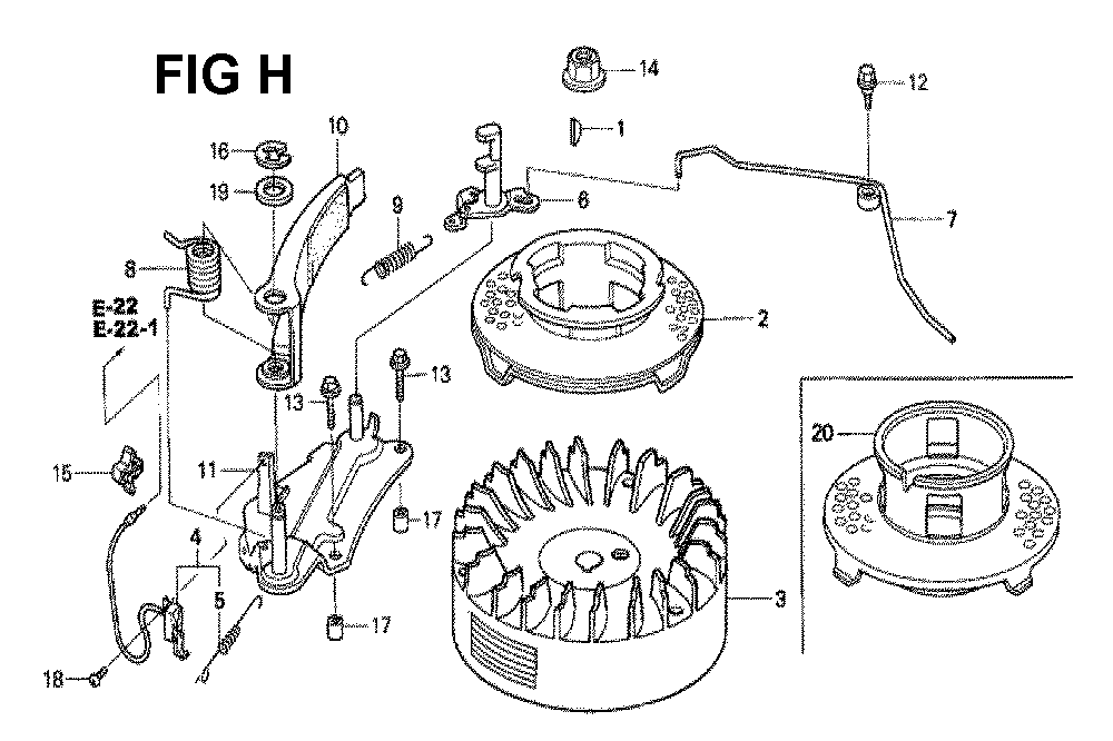 Fig-9 Diagram and Parts List for GXV160H2 Type C12 Honda Engine