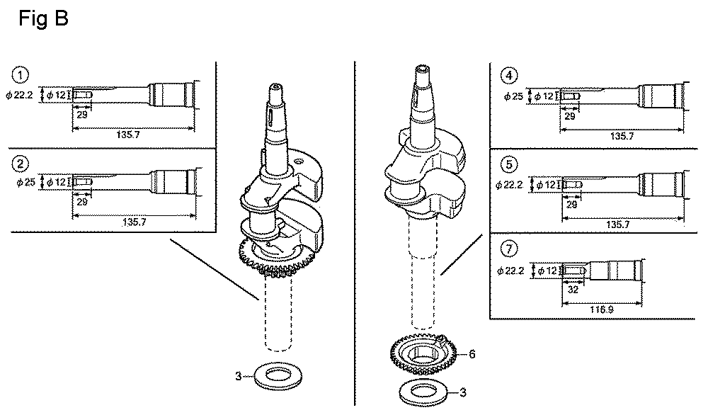 Fig-2 Diagram and Parts List for GSV190LA Type S3A Honda Engine