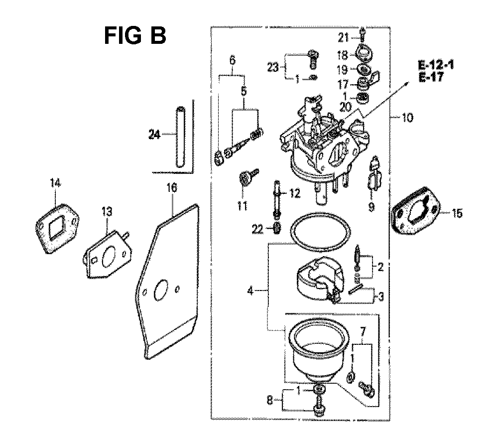 Fig-10 Diagram and Parts List for GXV160 Type N4 Honda Engine
