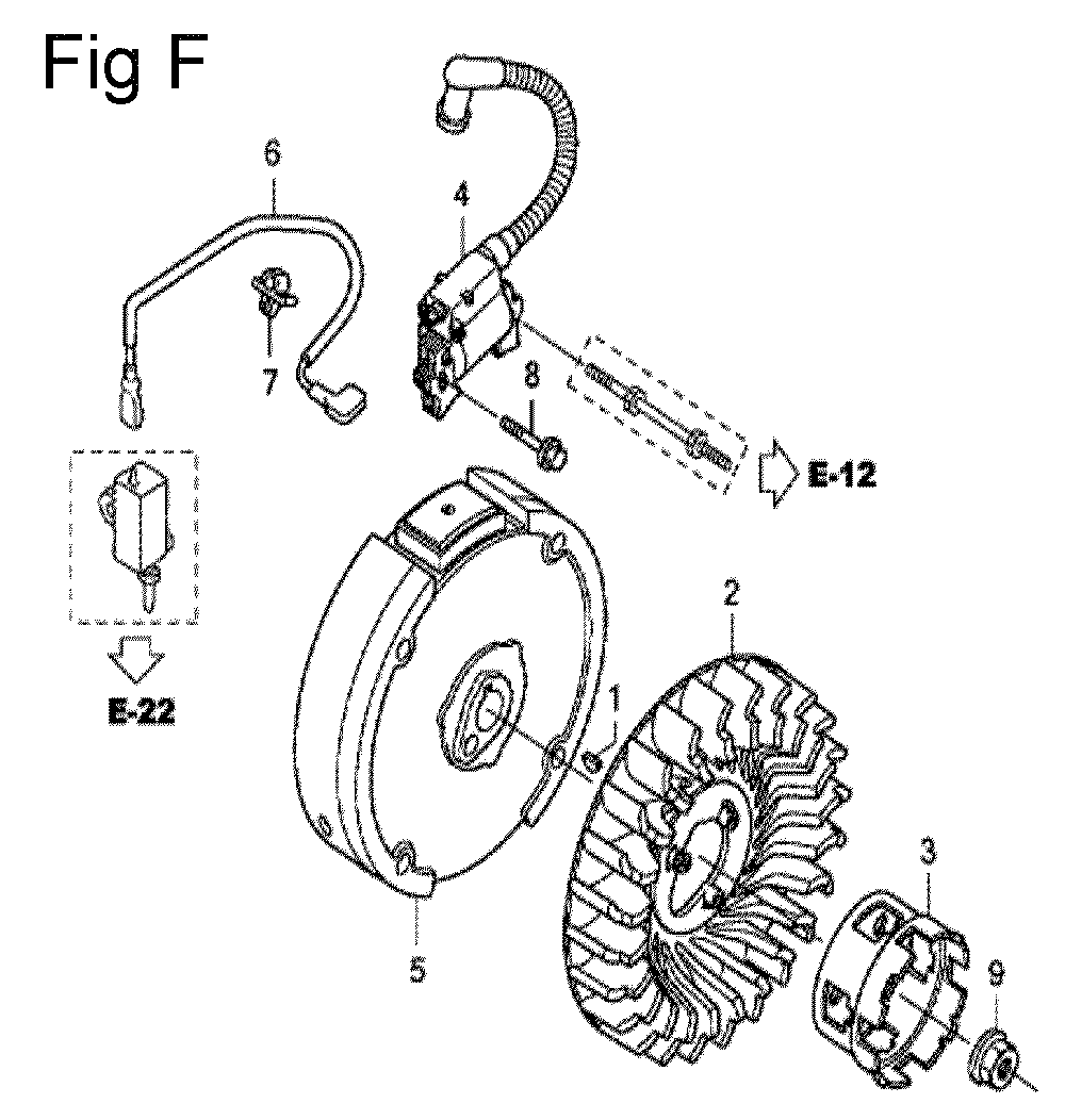 Fig-6 Diagram and Parts List for GC190LA Type VBAF Honda Engine