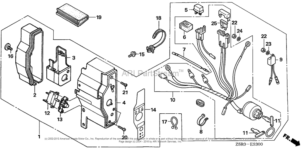 Control Box (1) Diagram and Parts List for GX390U2 (typeSXE4)(GCBHK-1000001) Honda Engine