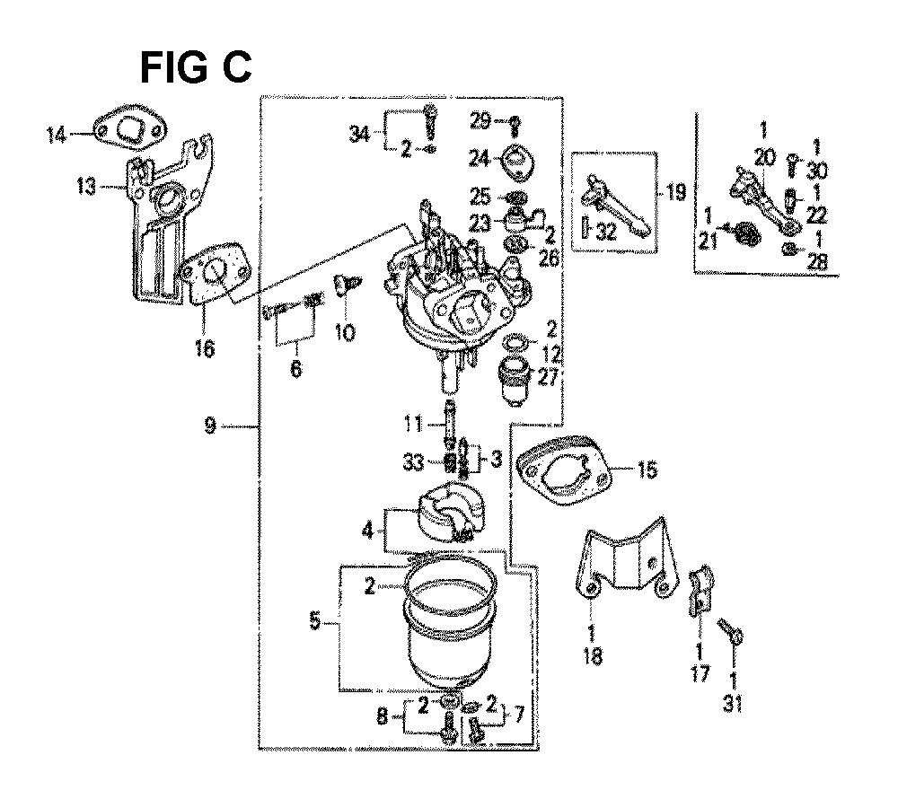 Fig-5 Diagram and Parts List for GX160K1 Type H1 Honda Engine