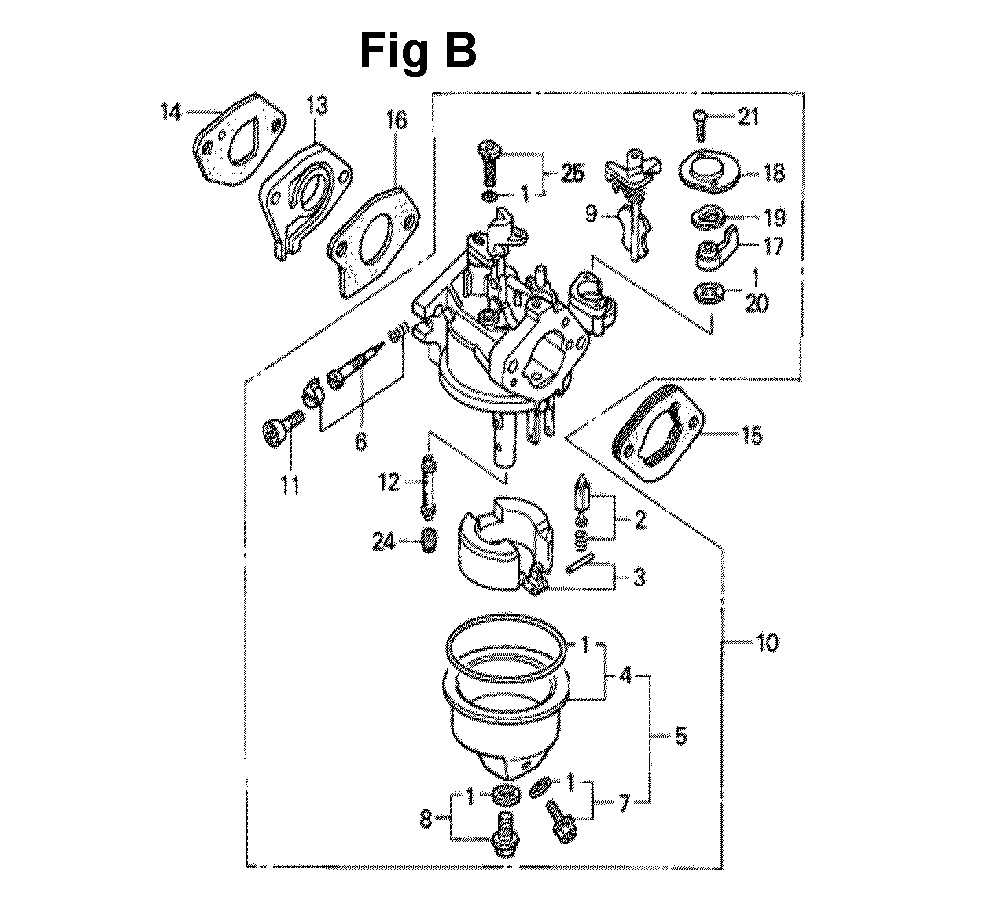 Fig-2 Diagram and Parts List for GXV140 Type A2C Honda Engine