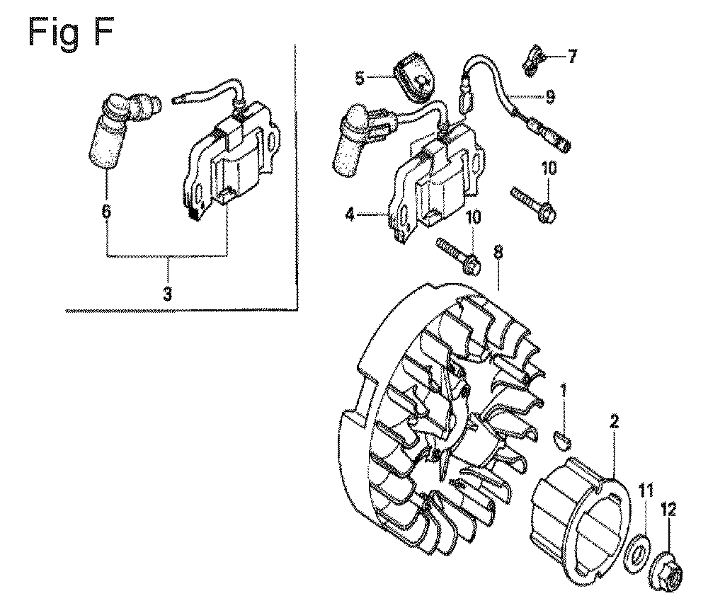 Fig-6 Diagram and Parts List for GX100U Type QE14 Honda Engine
