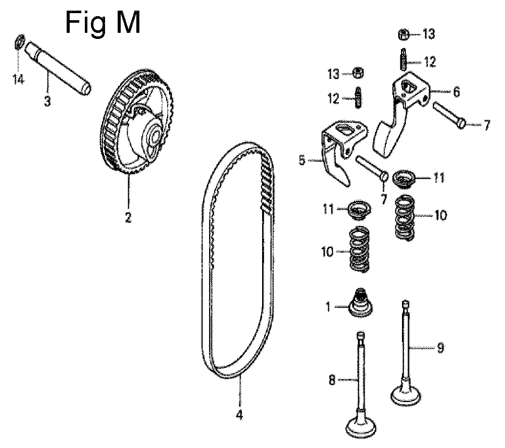 Fig-13 Diagram and Parts List for GC190A Type QHPA Honda Engine