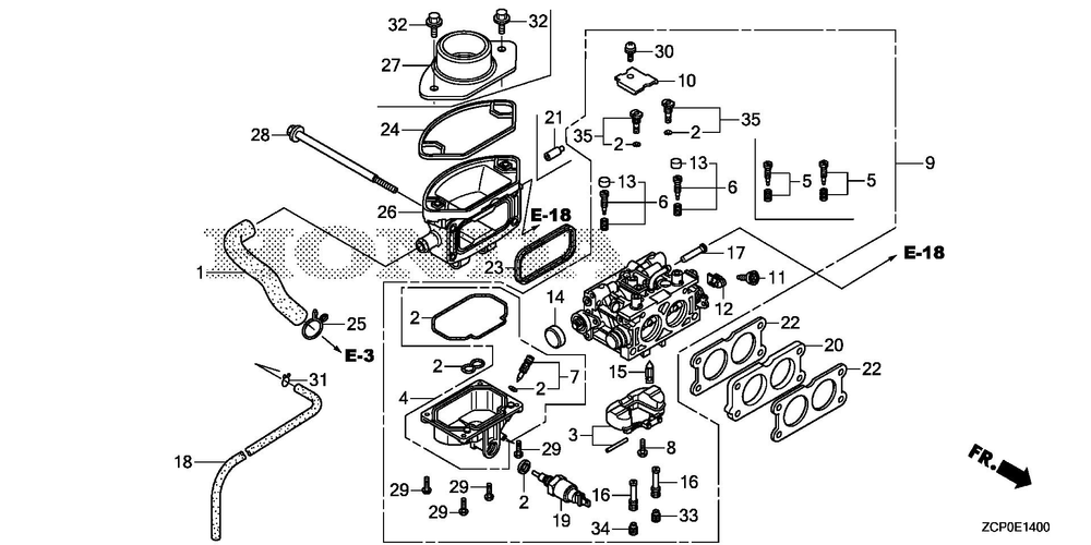 Carburetor Diagram and Parts List for GX630RHX (Type TDCC)(GCAMH-2000001-9999999) Honda Engine