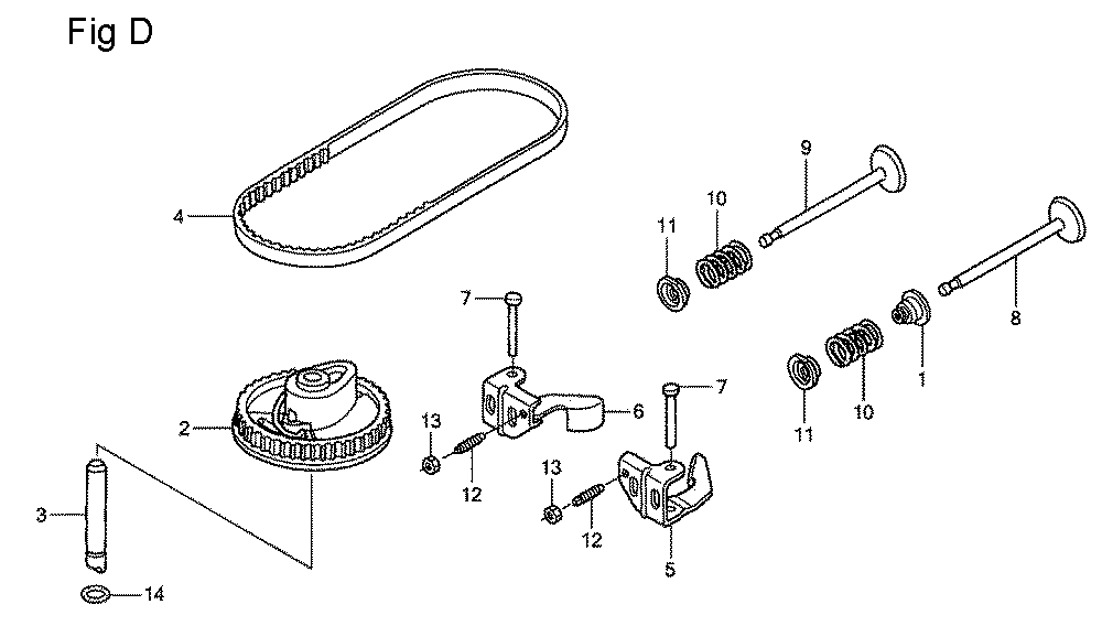 Fig-4 Diagram and Parts List for GSV190A Type S1A Honda Engine