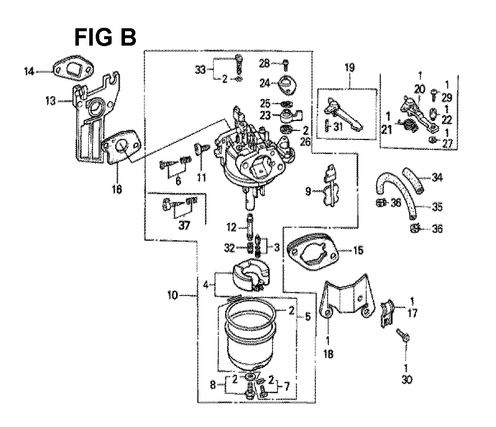 Fig-18 Diagram and Parts List for GX160K1 Type H1 Honda Engine