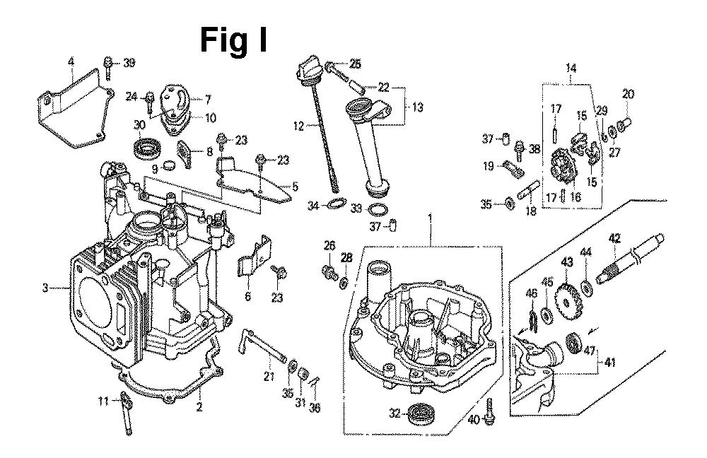 Fig-8 Diagram and Parts List for GXV140 Type A1K Honda Engine