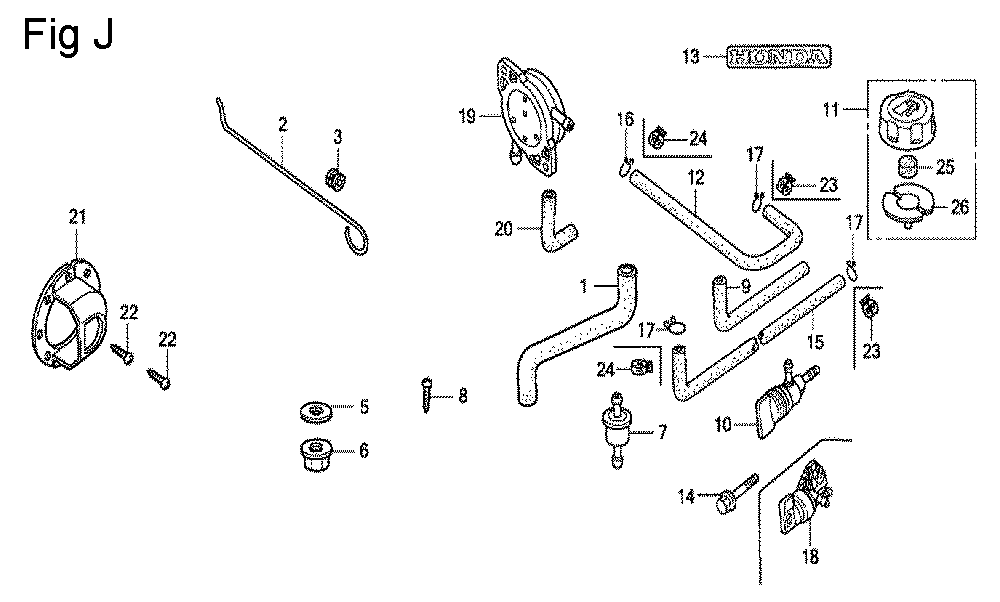 Fig-10 Diagram and Parts List for GC160A Type QHC Honda Engine