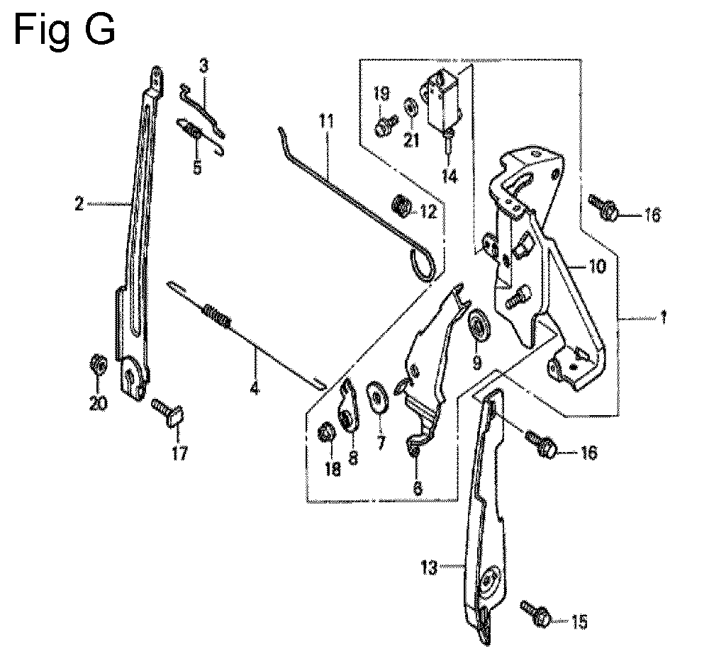 Fig-7 Diagram and Parts List for GC160 Type SHJ Honda Engine