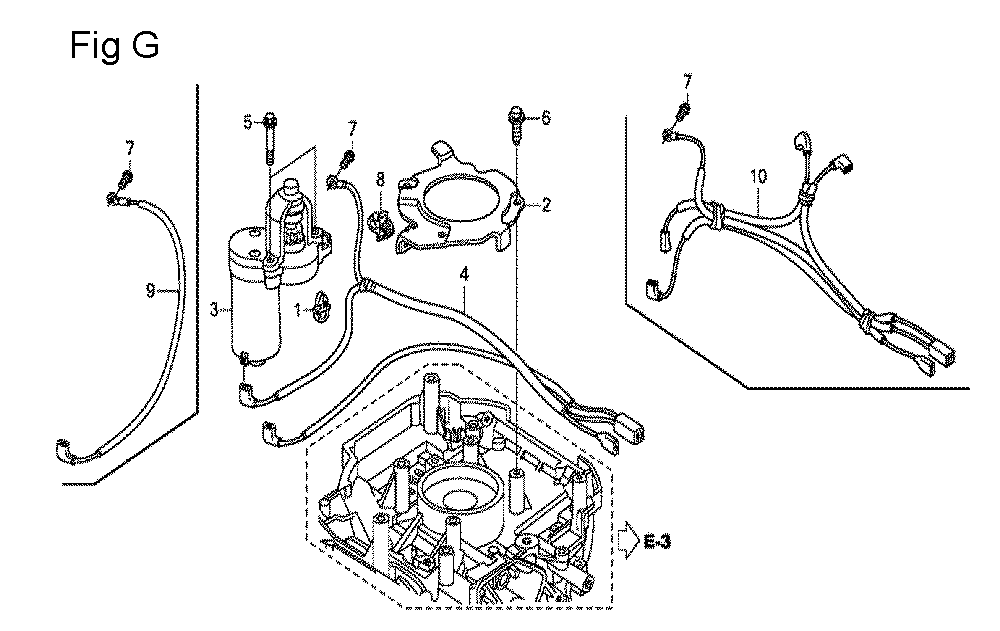 Fig-7 Diagram and Parts List for GCV190A Type E1A2 Honda Engine