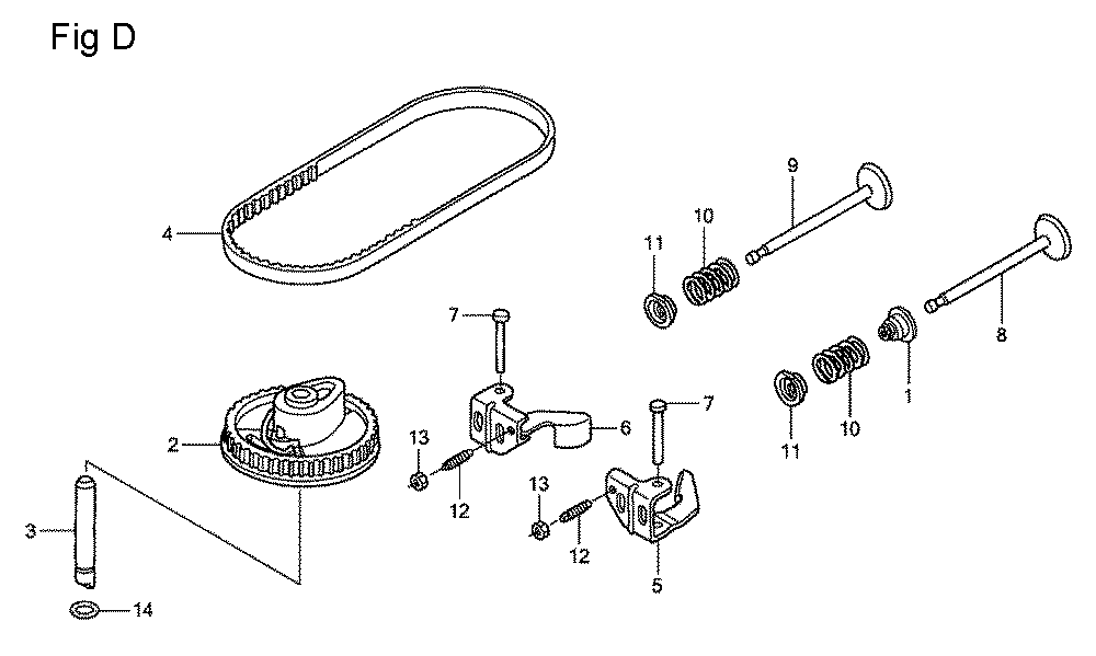 Fig-4 Diagram and Parts List for GSV190A Type N1AF Honda Engine