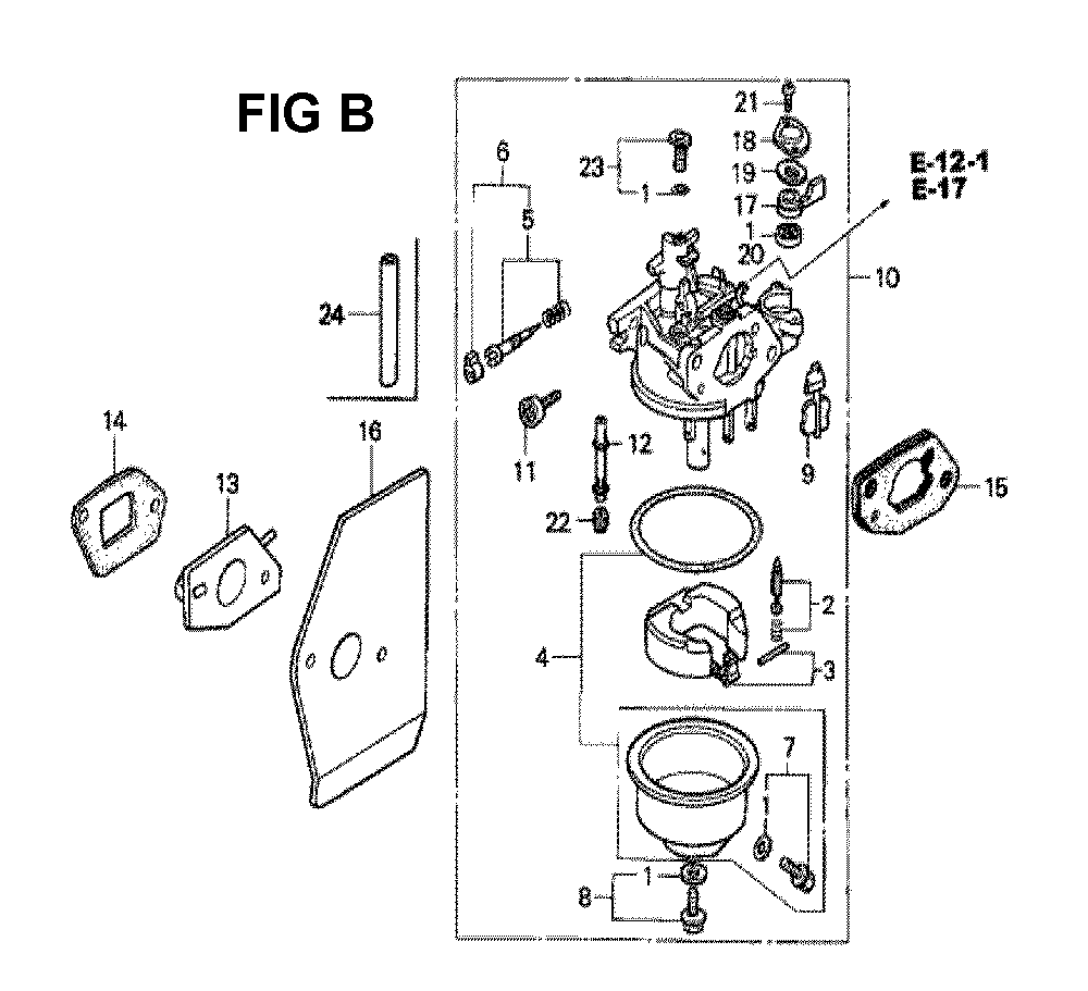 Fig-6 Diagram and Parts List for GXV160K1 Type N4C Honda Engine
