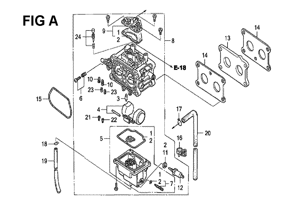 Fig-13 Diagram and Parts List for GXV530 Type UXE3A Honda Engine