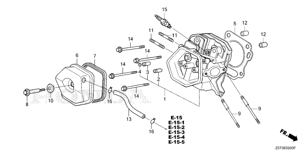 Cylinder Head Diagram and Parts List for GX390UT2 (Type  LX2/A)(GCBCT-3000001 - 3485996) Honda Engine