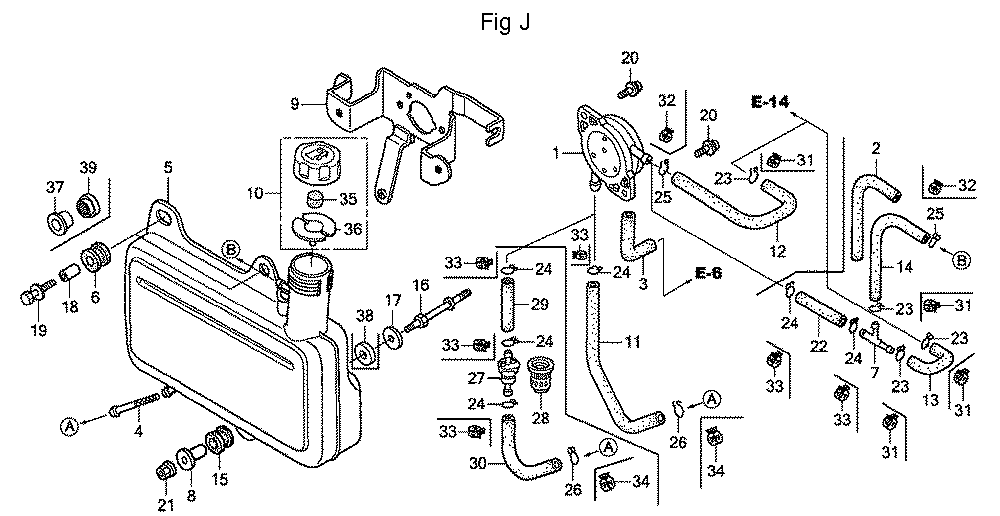 Fig-10 Diagram and Parts List for GC160A Type QEAF Honda Engine