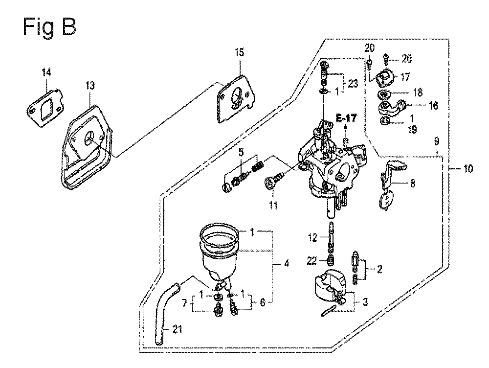 Fig-2 Diagram and Parts List for GX100U Type SE Honda Engine