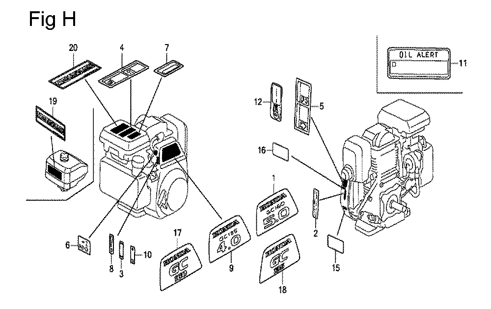 Fig-8 Diagram and Parts List for GC160 Type QHE Honda Engine