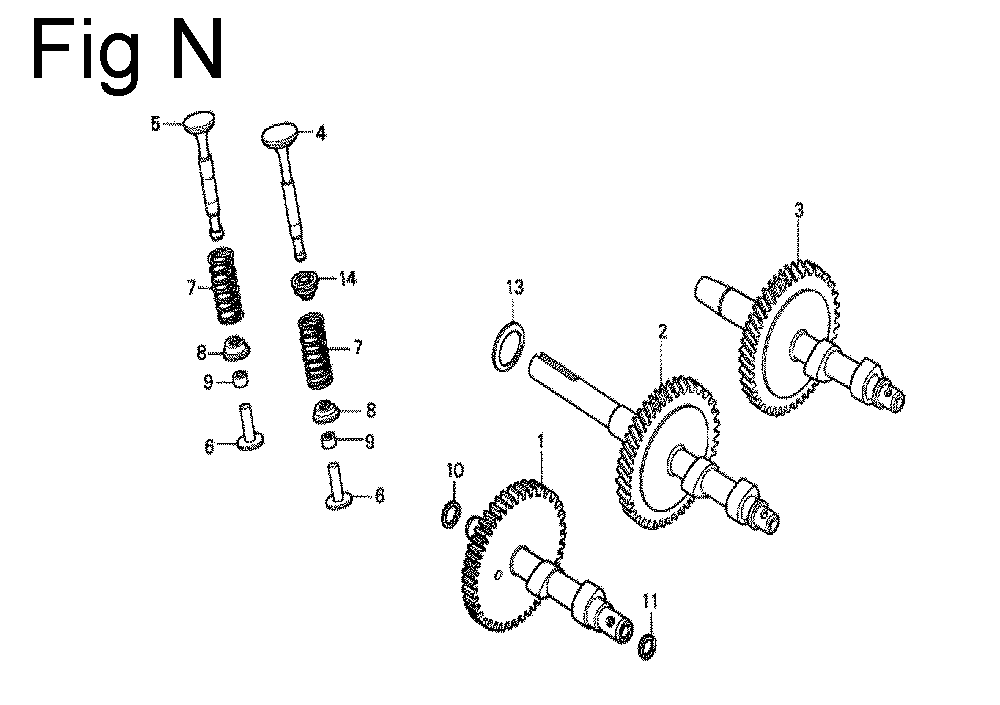 Fig-14 Diagram and Parts List for G100 Type S2X Honda Engine