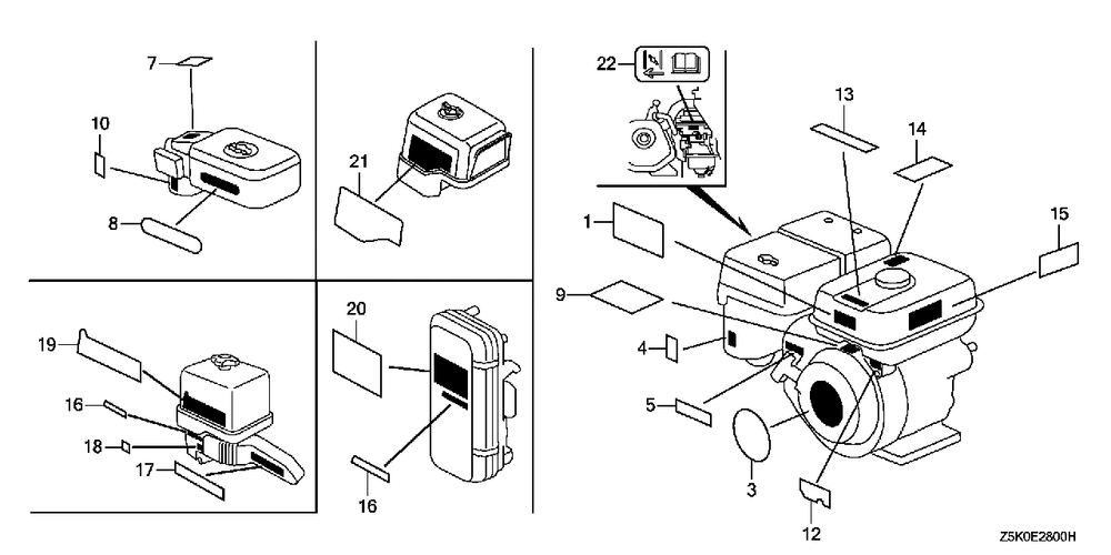 Label Diagram and Parts List for GX270UT2 (Type  PAE2/A)(GCBGT-2000001 - 2258490) Honda Engine