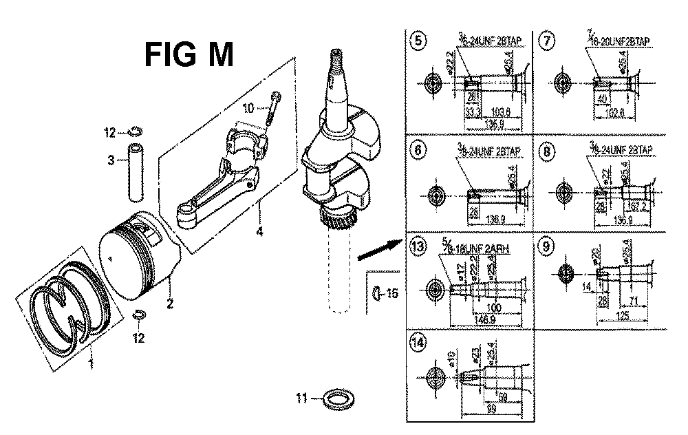 Fig-8 Diagram and Parts List for GXV160H2 Type C14 Honda Engine