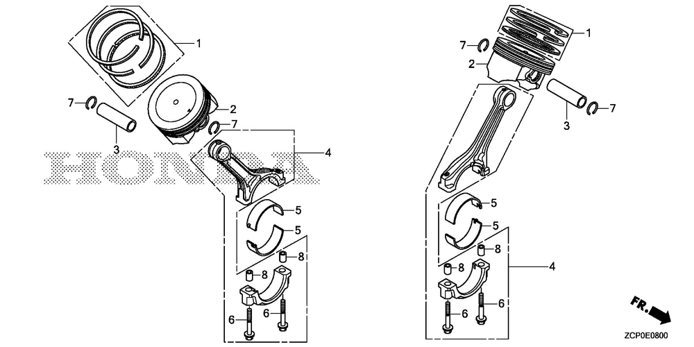 Piston Diagram and Parts List for GX630RHX (Type TDCC)(GCAMH-2000001-9999999) Honda Engine