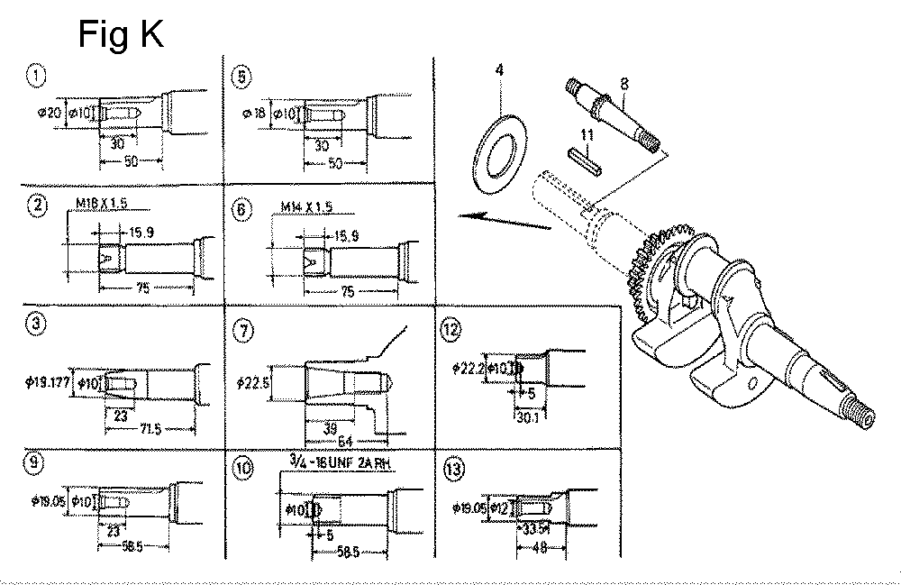 Fig-11 Diagram and Parts List for GC160 Type QHE4 Honda Engine
