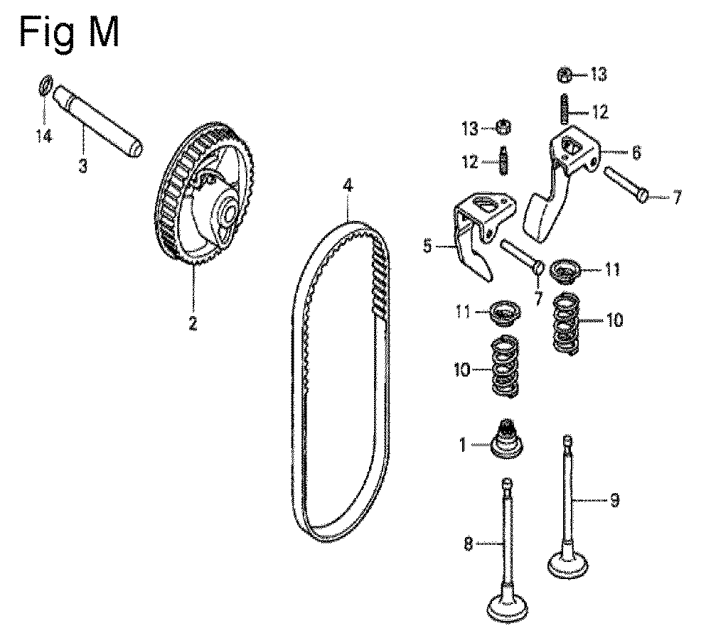 Fig-13 Diagram and Parts List for GS190A Type SBE6 Honda Engine