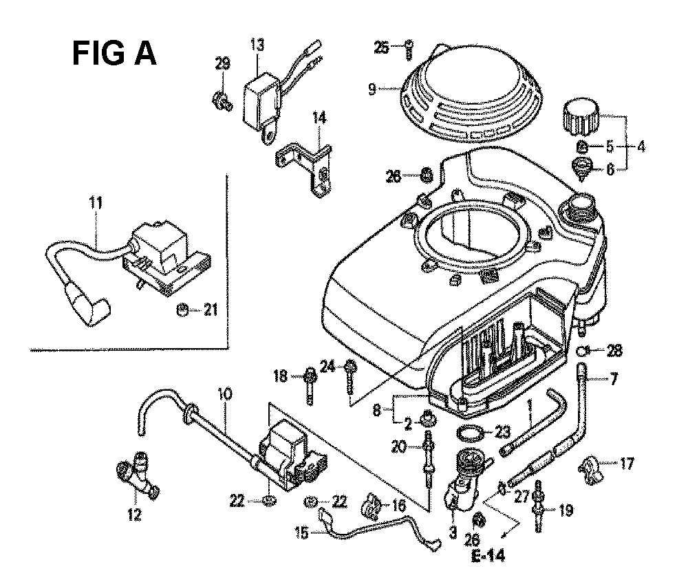 Fig-2 Diagram and Parts List for GXV160K1 Type N4C Honda Engine