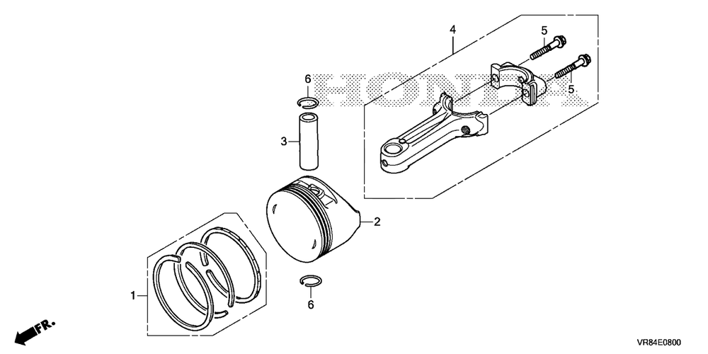 Piston-Connecting Rod Diagram and Parts List for HRN216 (Type  VYAA)(MANA-1000001 - 9999999) Honda Lawn Mower